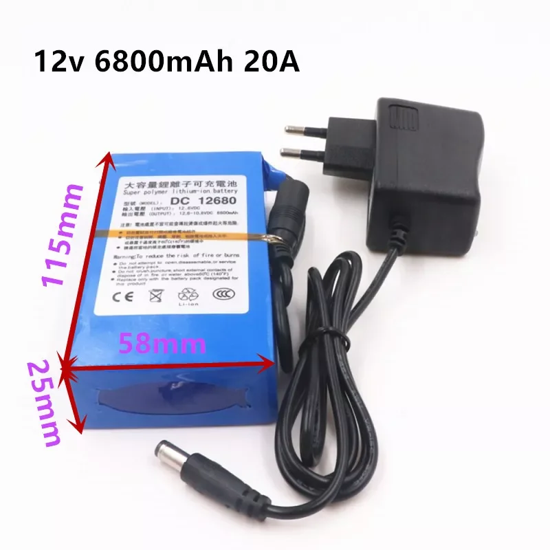 

NEW DC 12 V 20000 mAh Li-lon DC12V Super Rechargeable Battery + AC Charger + explosion-proof switch US/EU Plug