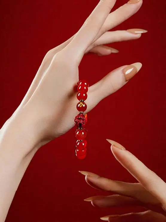 2025 год змеи в китайском стиле Hongyun браслет на рождения красный агат зодиак
