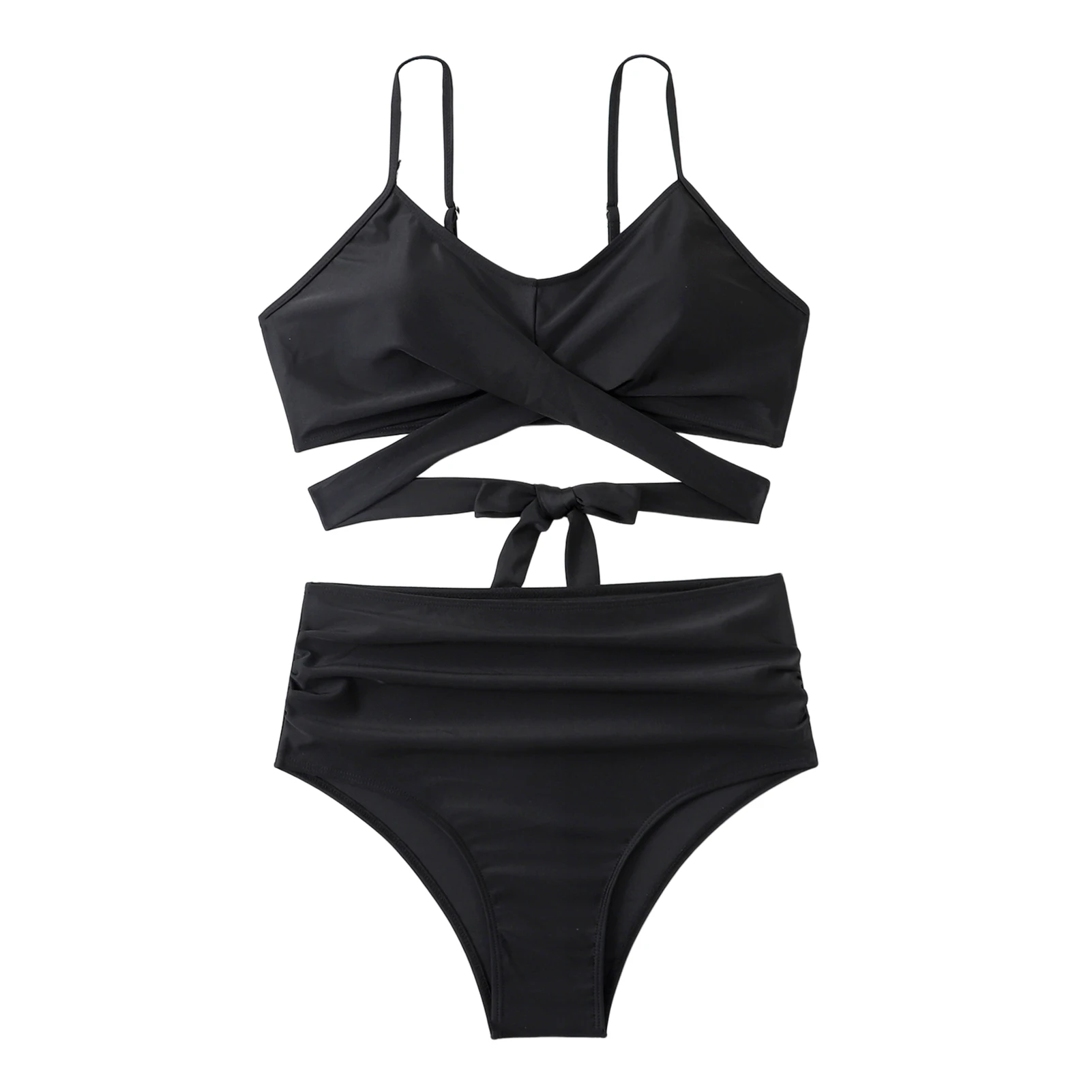 

Women High Waist Bikini Sets Spaghetti Strap Cross Lace Up Bathing Suits Split Sexy Swimsuit Two Pieces Swimwear