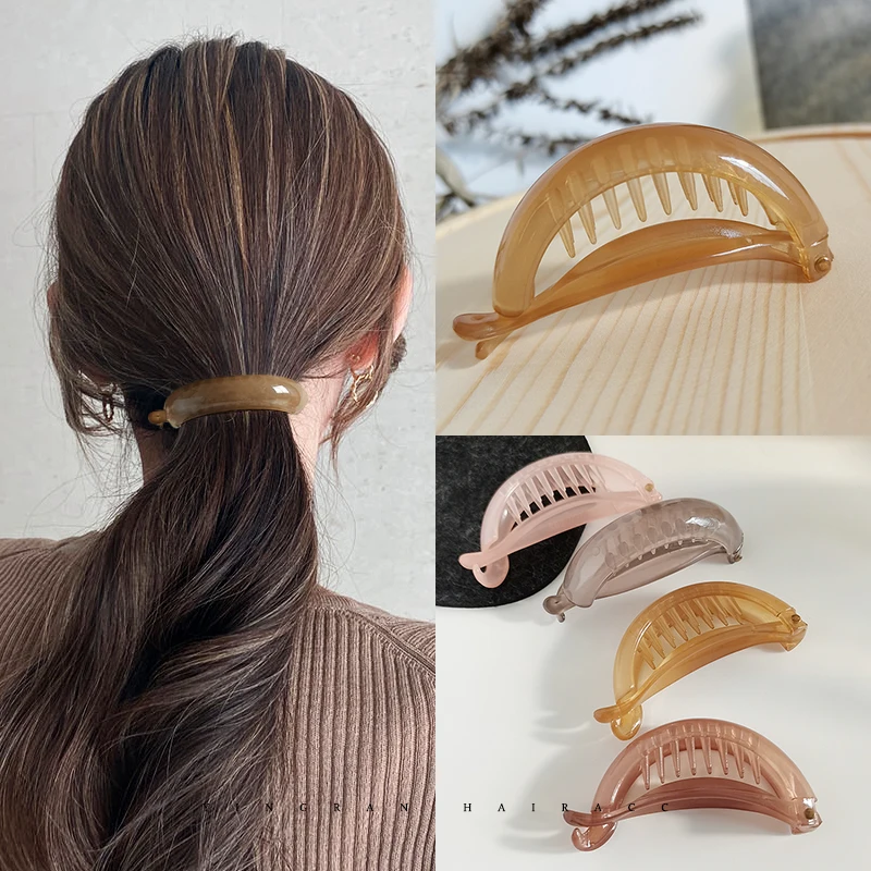 

New Cute Candy Colors Banana Shape Hair Claws Women Girls Sweet Hair Clips Ponytail Holder Hairpins Fashion Hair Accessories