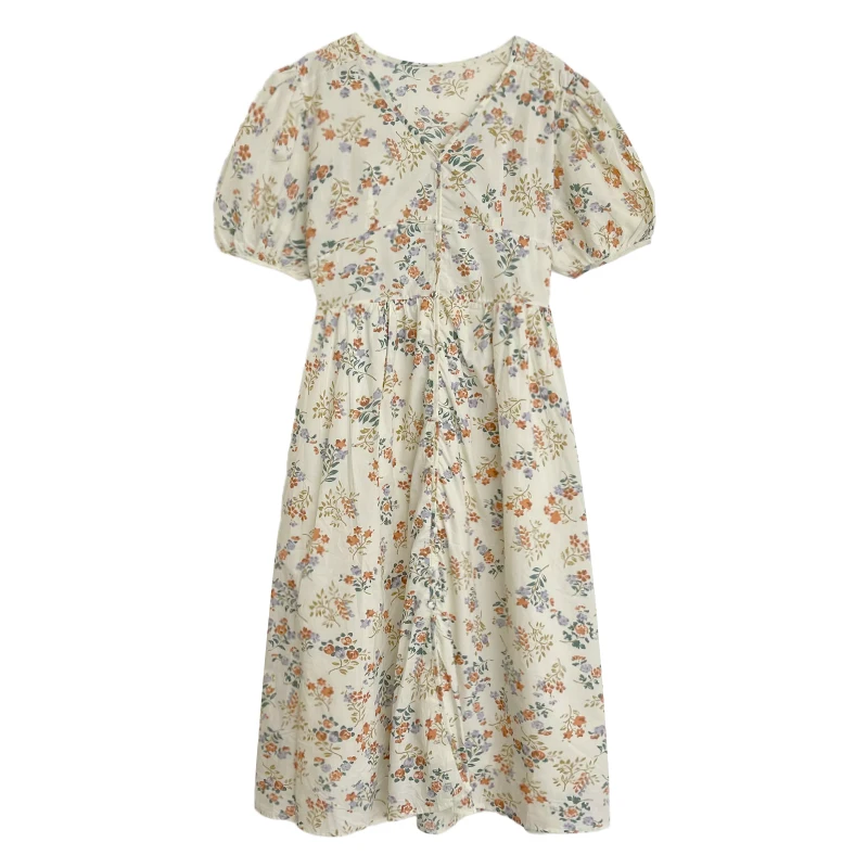 

Весенне-летнее французское свежее маленькое Цветочное платье с завязкой на талии и пышными рукавами для куклы