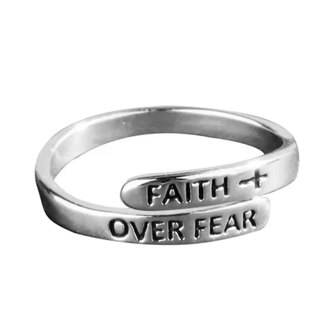 Серебряные регулируемые кольца FAITH OVER FEAR