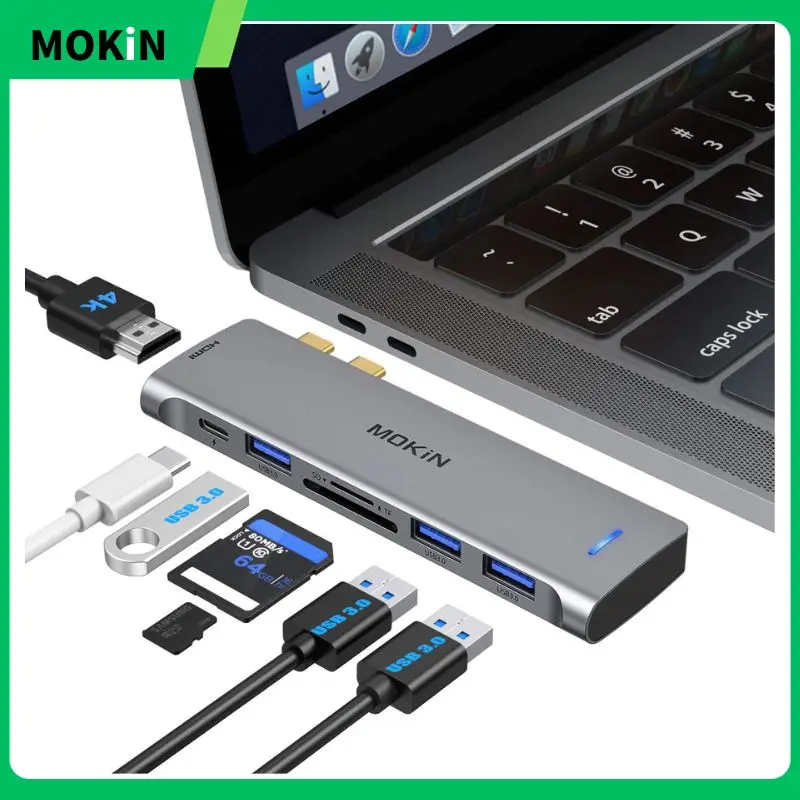 

MOKiN 6/7/8 in 2 usb c hub Thunderbolt 3 Docking Station For PC Macbook Pro Laptops Accessories SD/TF Card Reader USB3.0 USB HUB