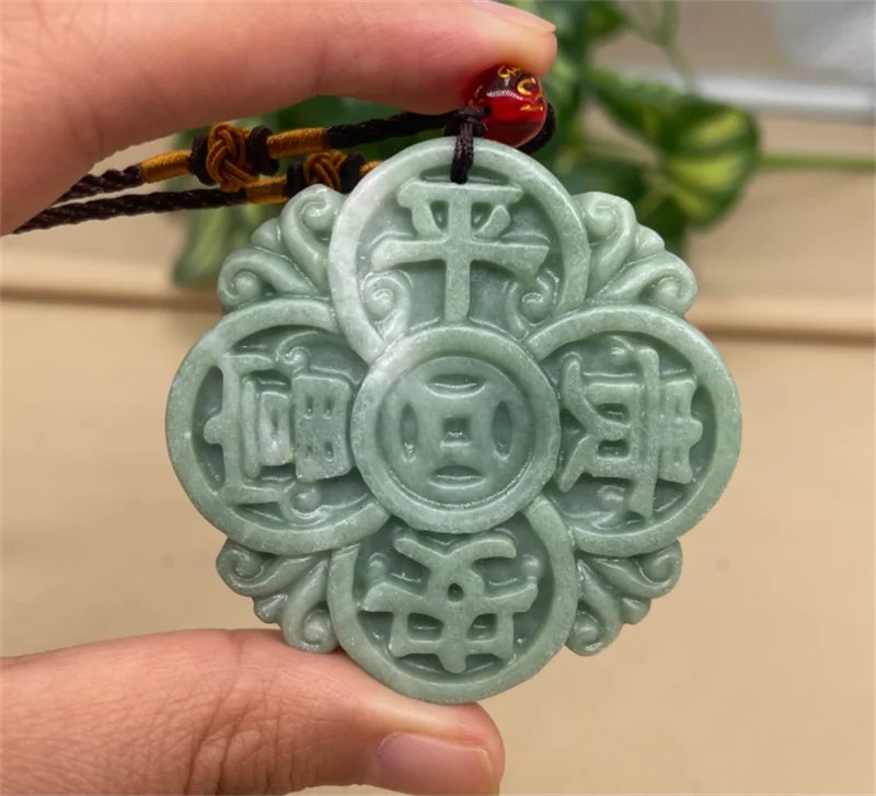 Lantian Jade Flowers Bloom and Wealth Pendant Necklace Accessories Jewelry Amulets Green Gifts Women Natural Carved Real Charms images - 6