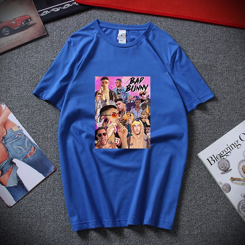 

2021 Summer New Style BAD BUNNY TSHIRT Retro Fashion Printed Cotton Men's Oversized T-shirt