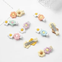 1pcs baby girl hair clips cotton toddler infant flower hair pins for children gifts headwear kawaii hair accessories kids