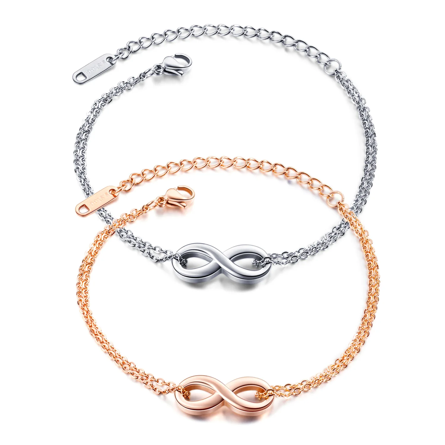 

Infinity 8 Bracelet Titanium Steel Plated Rose Gold Bracelet for Women