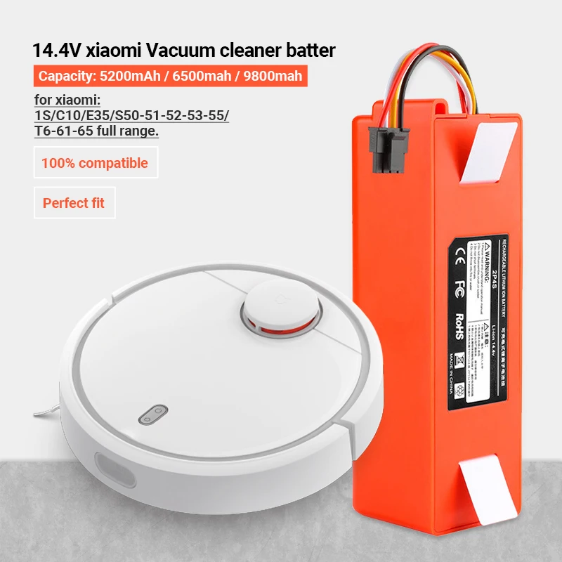 

Оригинальный литий-ионный аккумулятор для пылесоса Xiaomi, 14,4 В, 12800 мАч, аксессуары для робототехники Xiaomi Roborock S50, S51, S55, T4