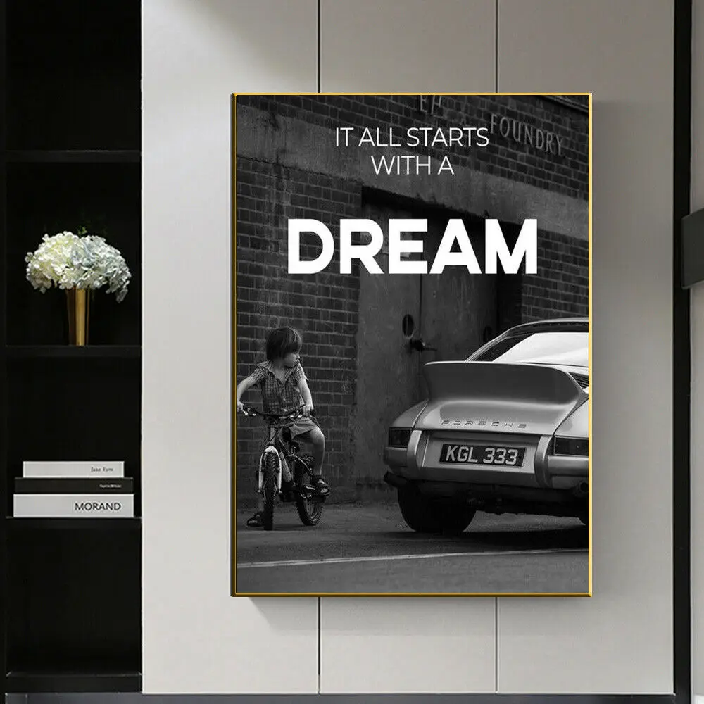 

It All Starts With A Dream Motivational Quote Canvas Painting Wall Art Posters Prints Wall Pictures for Living Room Home Decor