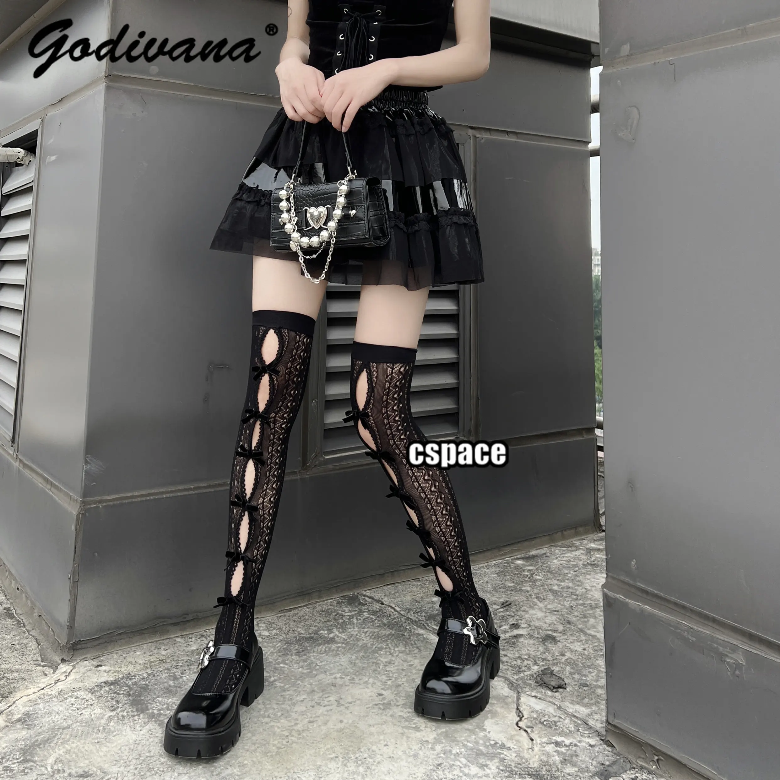 Knee Socks Hole Lace Retro Slimming Thigh High Socks Sexy Autumn Winter Party Soft Girls Cosplay Sweet Lolita Fishnet Stockings