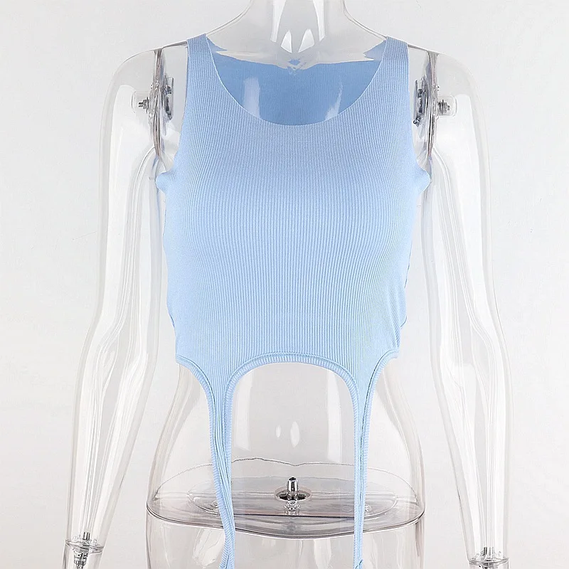 

2022 Patchwork Irregular Fashion Sleeveless Ladies Vest Summer Streetwear Round Neck Solid Color Casual Design Ribbed Crop Top