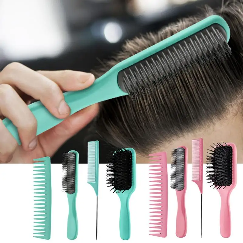 

Paddle Hair Brush 4pcs For Men And Women Detangling Brush And Hair Comb Set Wide Tooth Comb For Long Curly Hair Great On Wet Or