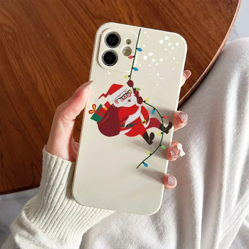 Cute New Year Gifts Snow Elk Merry Christmas Phone Case for IPhone 11 12 13 14 15 16 Pro Max Mini XS X SE20 7 8 Plus Soft Covers