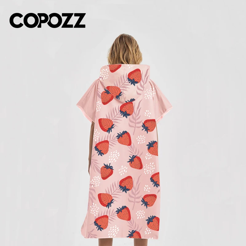 Фото COPOZZ пончо для серфинга, Сменное полотенце, пляжное одеяло для взрослых, сменный костюм, халат для серфинга, плавания, Быстросохнущий Халат с капюшоном из микрофибры №2