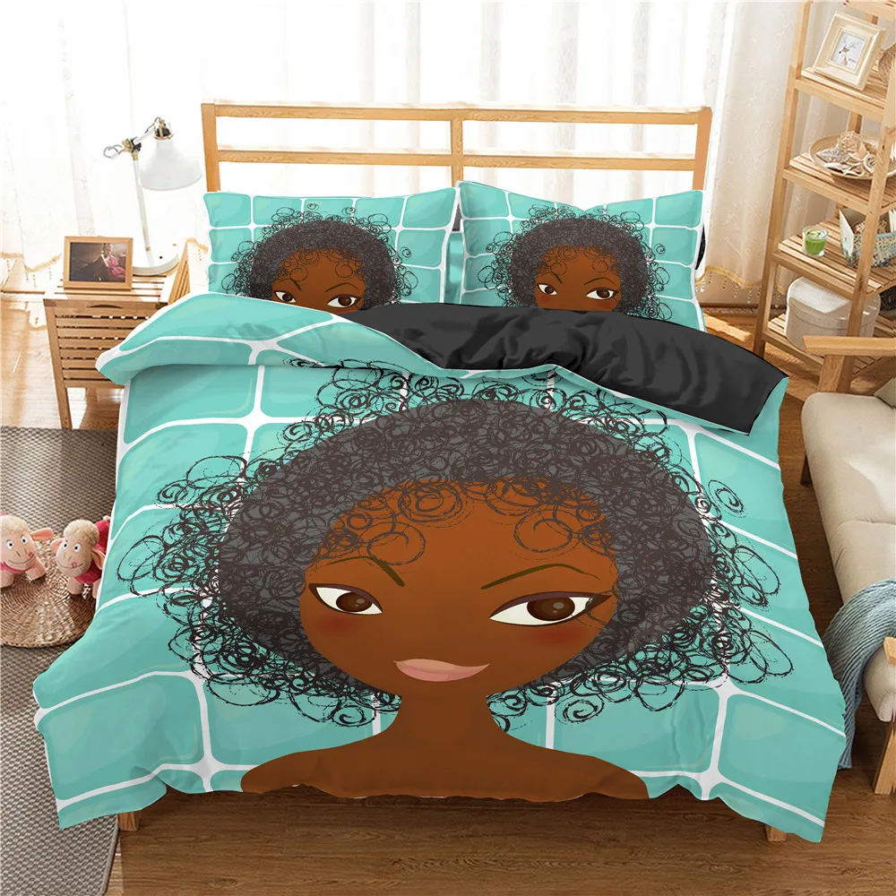 

Custom Printed Black Girls Duvet Cover Fashion Bedding Set Sexy Girl 3D Bed Quilt Cover Pillowcase No Sheets Dropshipping
