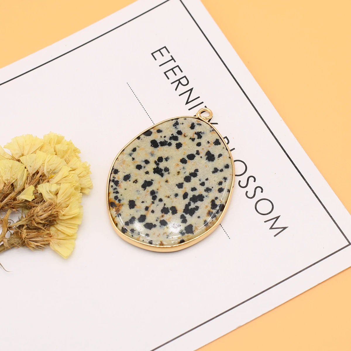 

Handmade Natural Speckled Stone Semi-precious Stone Irregular Shape Gold Plated Edge Pendant Diy Necklace Accessories Material
