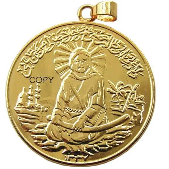 P(28) кулон в виде монеты ali bin abitalib памятные ювелирные изделия с золотым покрытием Мохаммеда Резы pahlavi (диаметр: 37 мм)