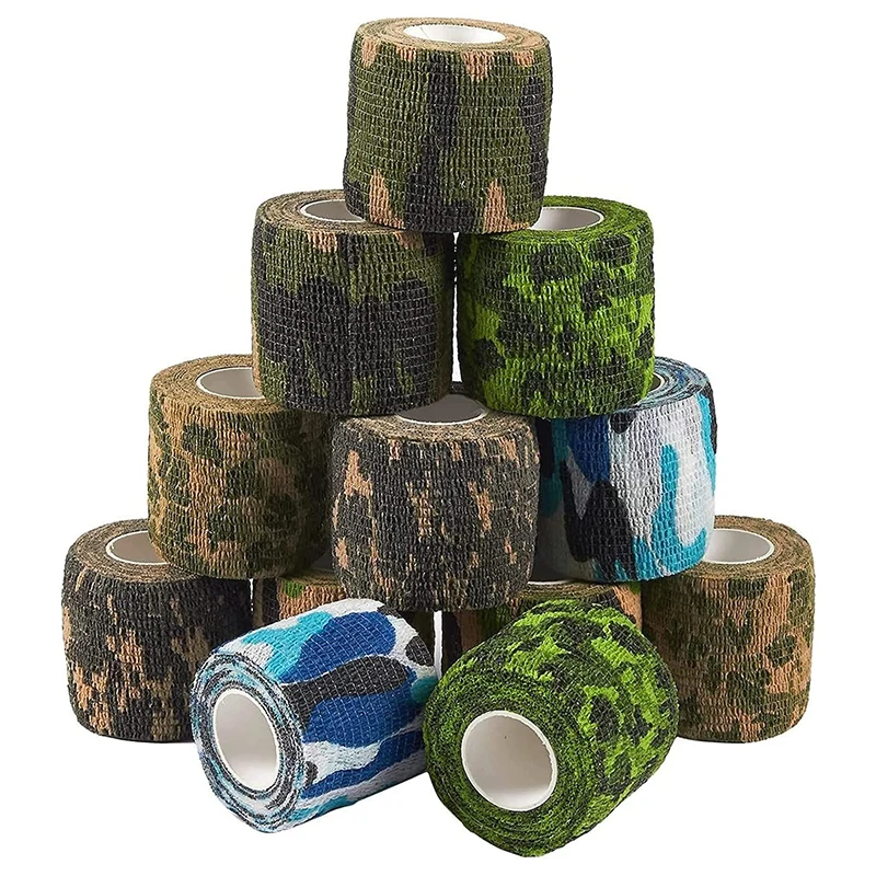 

4.8m Roll Camo Tape Hunt Disguise Elastoplast Camouflage Elastic Wrap Tape Self Adhesive Sports Protector Ankle Knee Finger Arm