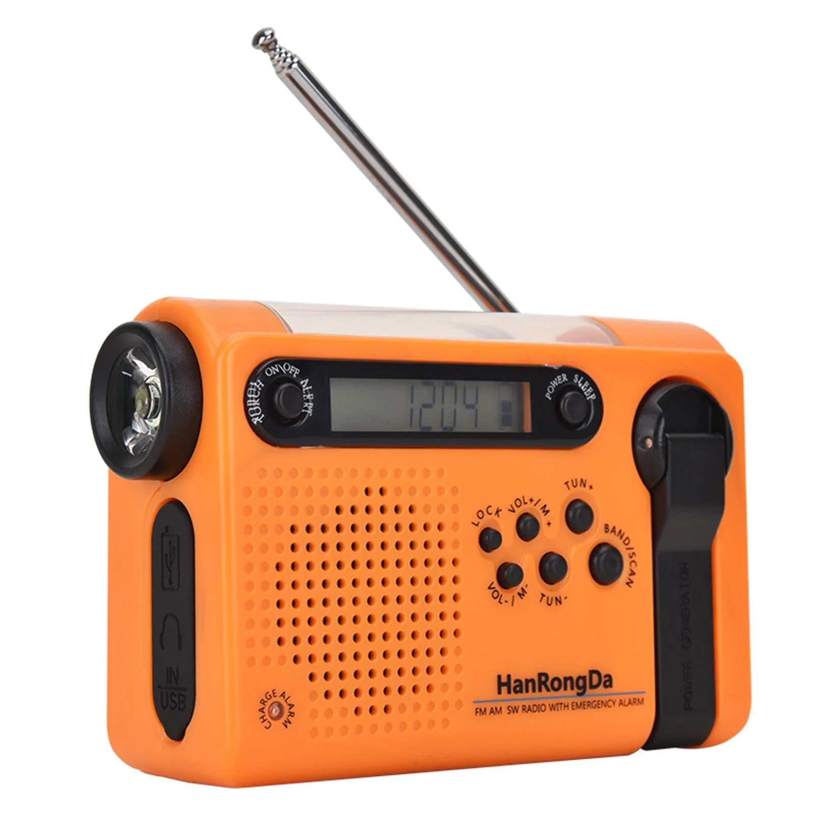 

Outdoor Emergency FM Radio Solar Powered AM FM SW Radio Hand Crank with LED Flashlight 2000mAh Battery SOS Alarm