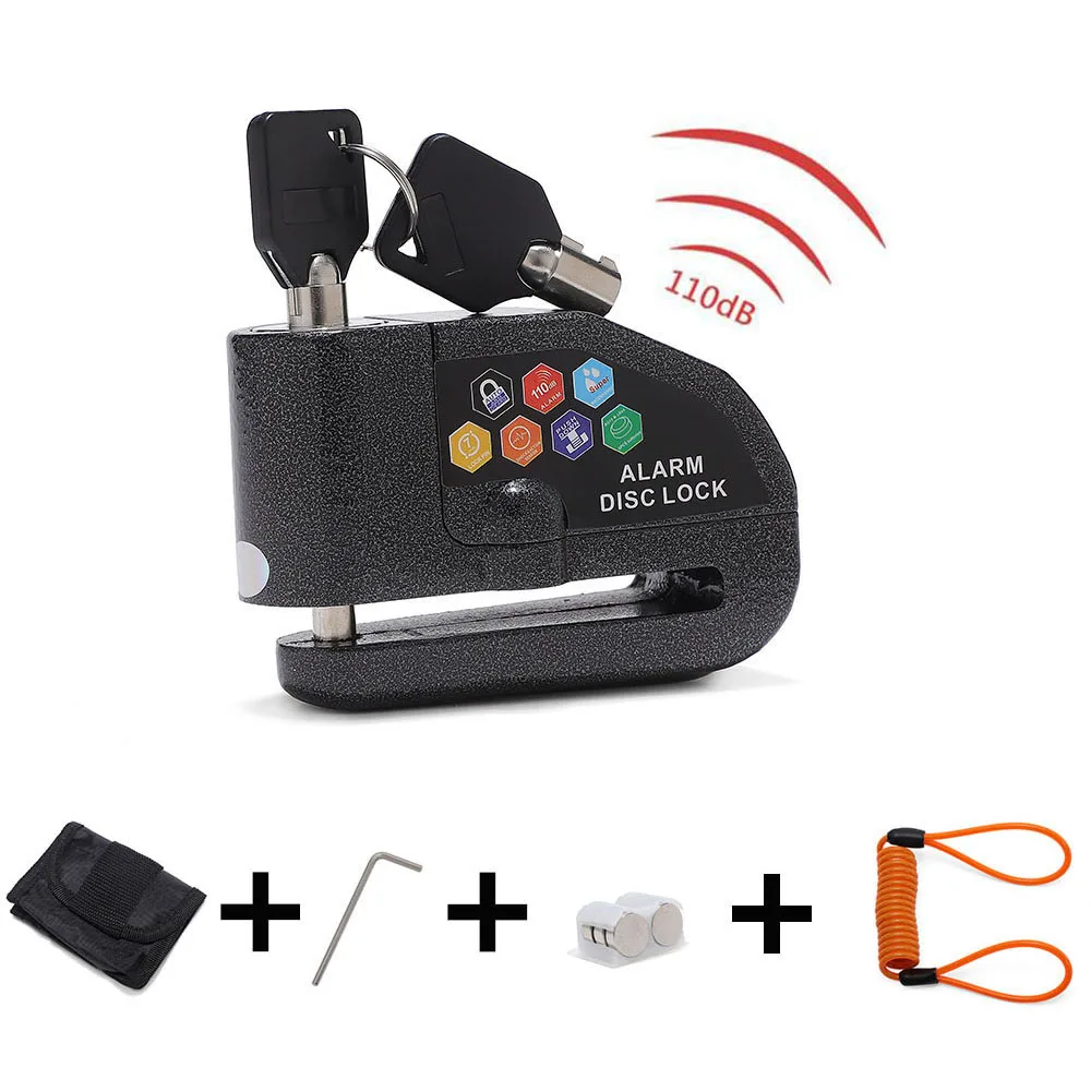 

Motorcycle Bike Alarm Sound Lock Motorcycle Disc Brake Lock 110db Loud Security Waterproof Mountain Bicycle Lock Scooter Lock