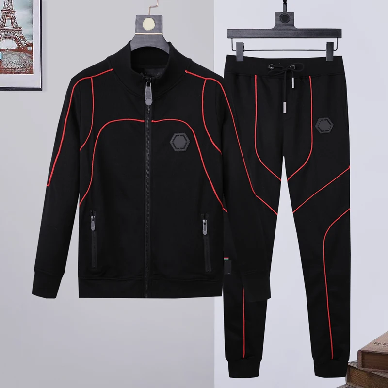 

2022 Top PP Skull Men 2-Piece Hooded Sweatshirt Pants Sportswear Set Zip Plein Hoodie Clothes Trajes de hombre Felpa con