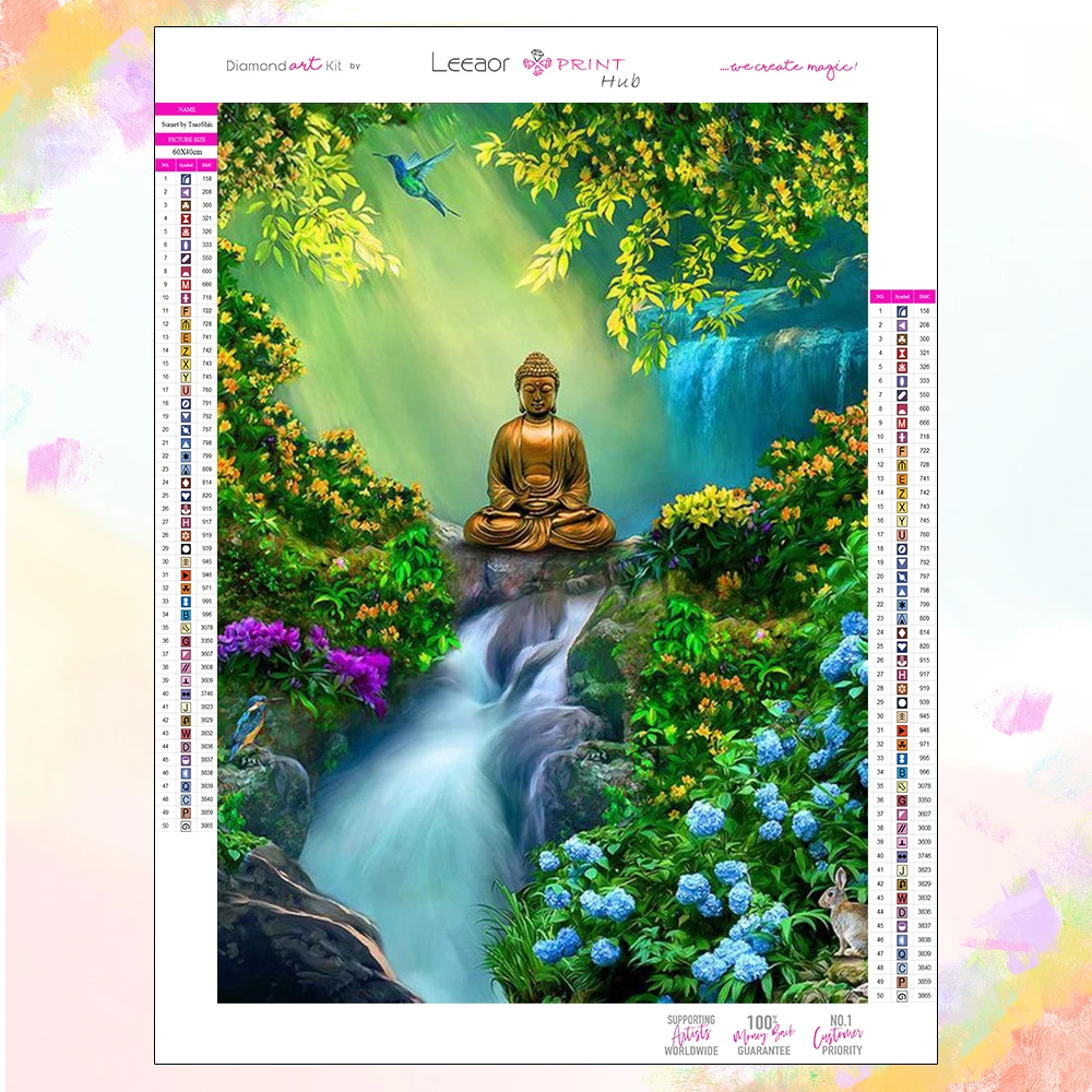 

Алмазная живопись 5D «сделай сам», картина с вышивкой Будды и гор, с текущей водой, украшение для дома, гостиной с изображением леса, птицы, мечты