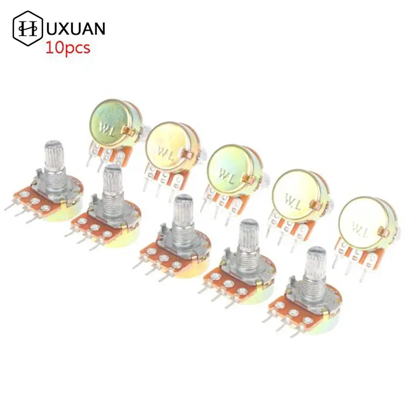 

10pcs WH148 Linear Potentiometer B500K-15mm Shaft With Nuts Washers 3pin WH148