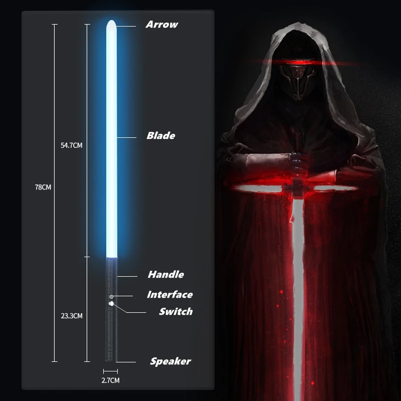 Перезаряжаемый классный Цветной световой меч RGB 78 см с металлической ручкой для