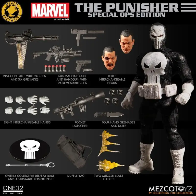 

Original Mezco ONE:12 DC Marvel The Punisher SDCC Anime Action Collection Figures Model Toys Gifts for Kids