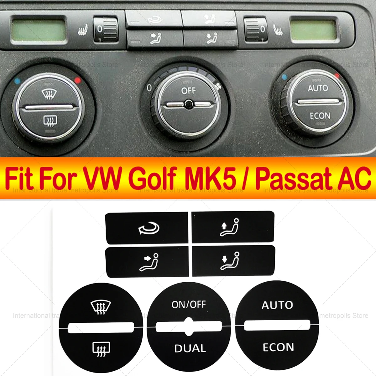 Фото 1 шт. Высококачественные наклейки для VW GOLF MK5/Passat климата Панель Ремонт изношенная кнопка переключатель №1