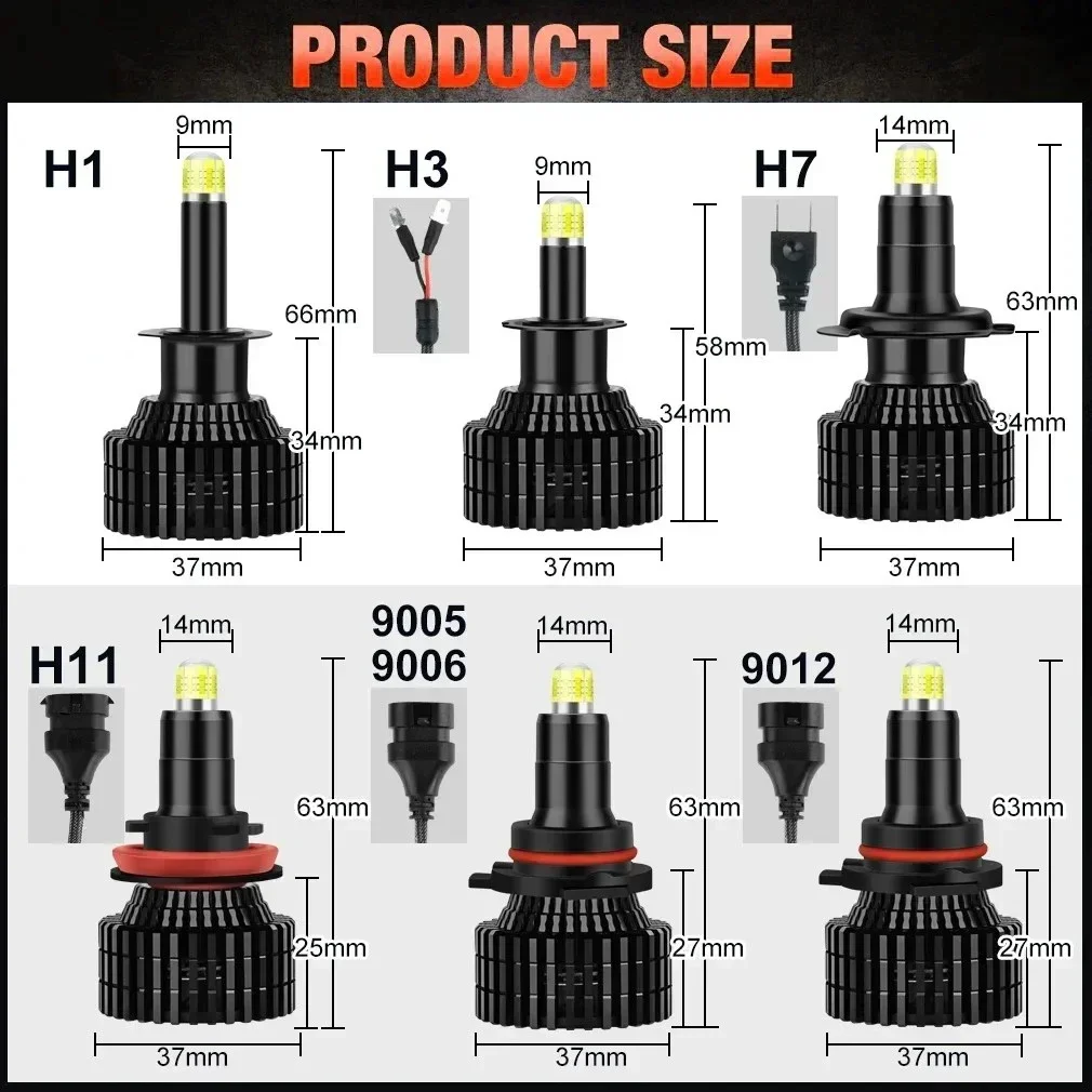 H4 H1 H3 H7 LED 8-сторонние 26000LM 100W HB3 HB4 9012 Led H8 H9 H11 9005 9006 Автомобильные фары