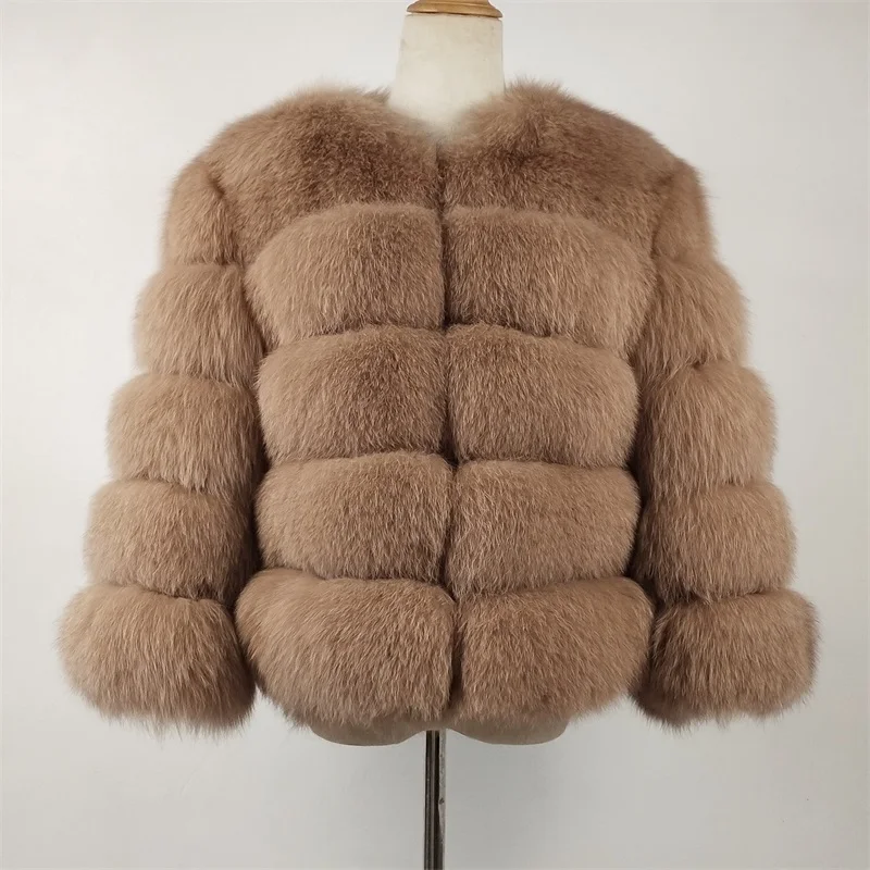 Женское зимнее пальто из натурального меха лисы короткое 2022 Женская куртка с