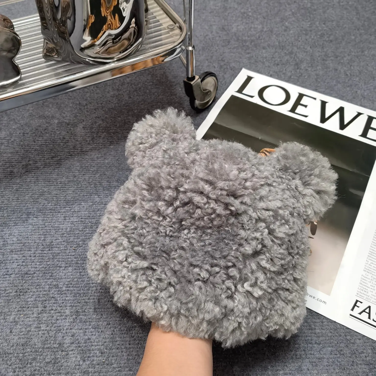 Зимняя Лыжная Шапка-бини с милым медведем однотонная теплая плотная плюшевая