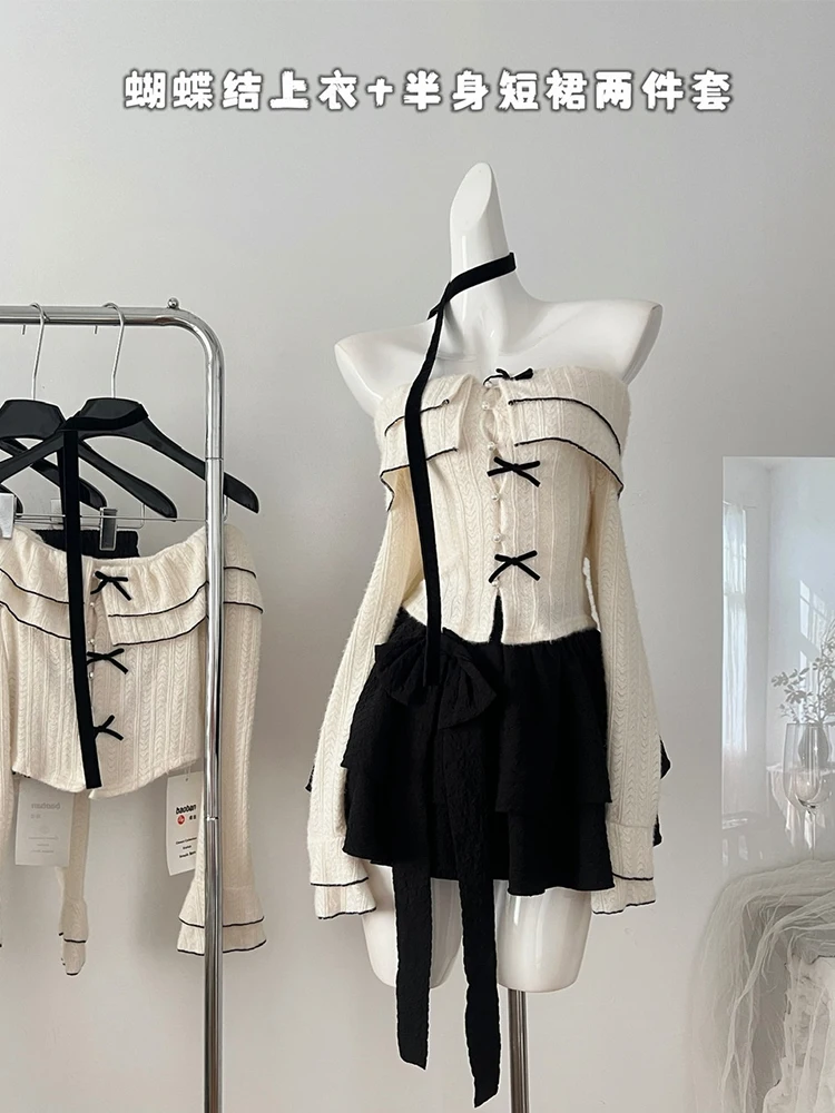 Осенне-зимняя Женская Кокетка Gyaru в Корейском стиле милая Эстетическая одежда