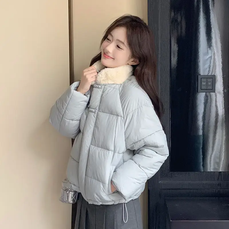 Korejpaa 2024 зимнее пальто парки Mujer китайский стиль меховой воротник лоскутное