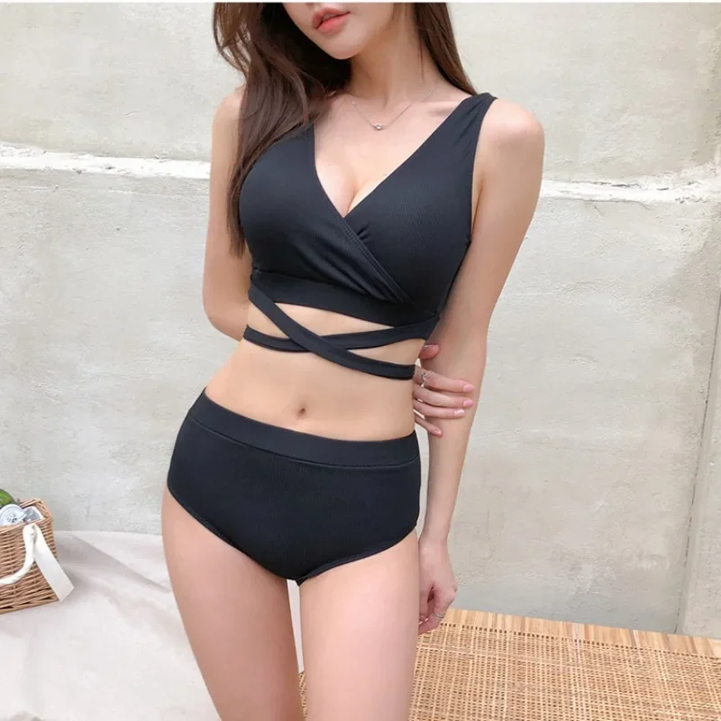 

New Bikini Solid Color Fashion Sexy Slimming Conservative Women's Swimsuit