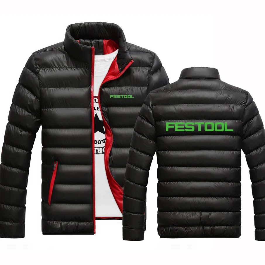 

2023 Festool Tools Men's New Winter Hight Quality Stand Collar Cotton Jacket Windbreaker Zip Hoodies Cardigan Coat Tops Clothing