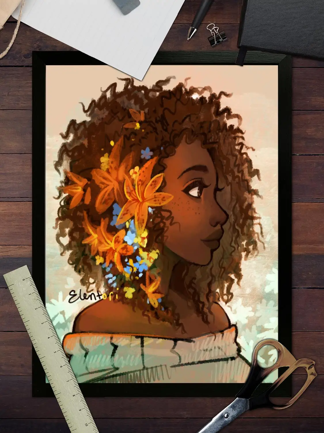 Черная девушка Холст Художественный постер Настенная живопись Печать