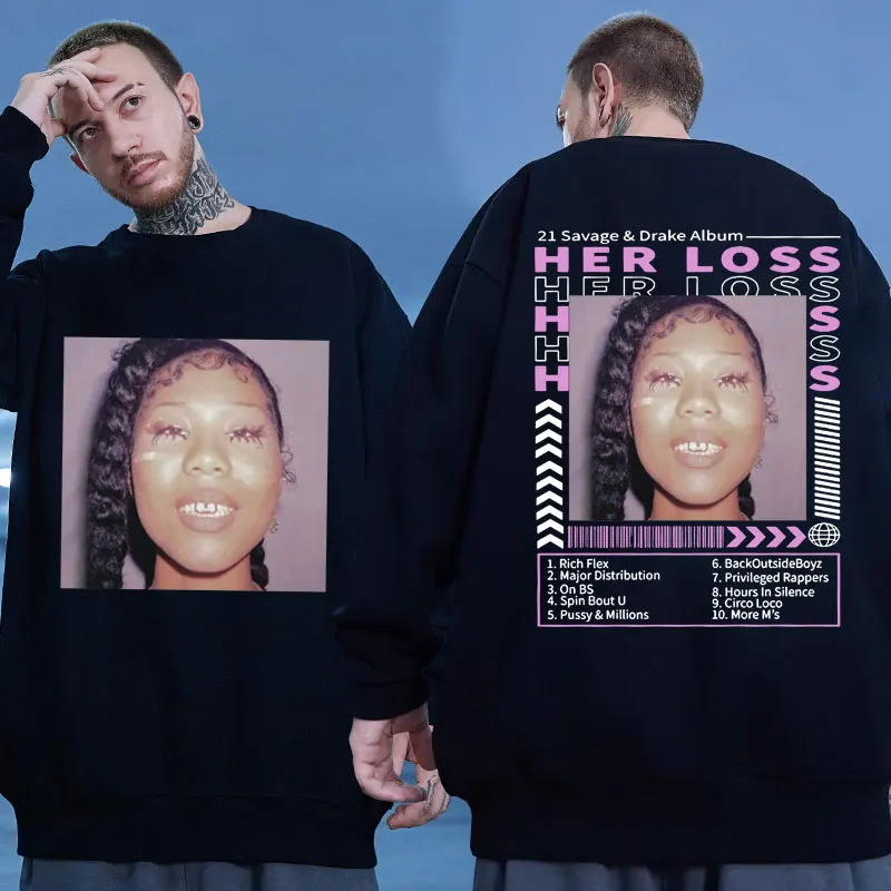 

Rapper Drake Hoodie Music Album Her Loss Graphic Crew Neck Pullover Men Women Gothic Hip Hop Long Sleeve Sweatshirt Streetwear