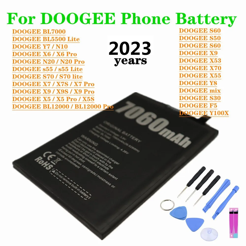 2023 Original Battery For DOOGEE S30 S50 S60 X55 mix Y8 F5 BL7000 Pro BL5500 s55 S70 lite X70 Y100X X5S X7S X9S X5 X6 X7 X9 Pro