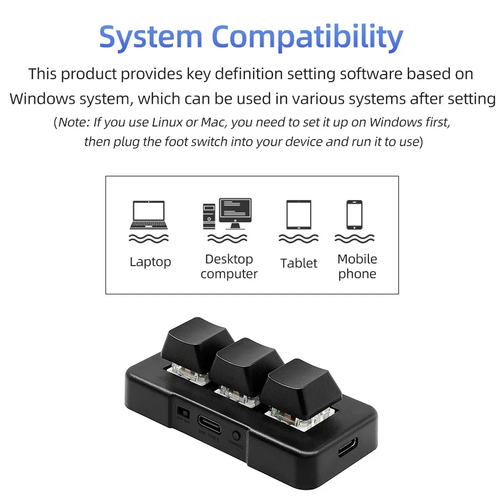Мини-клавиатура MK321BT 3 клавиши USB Bluetooth два режима