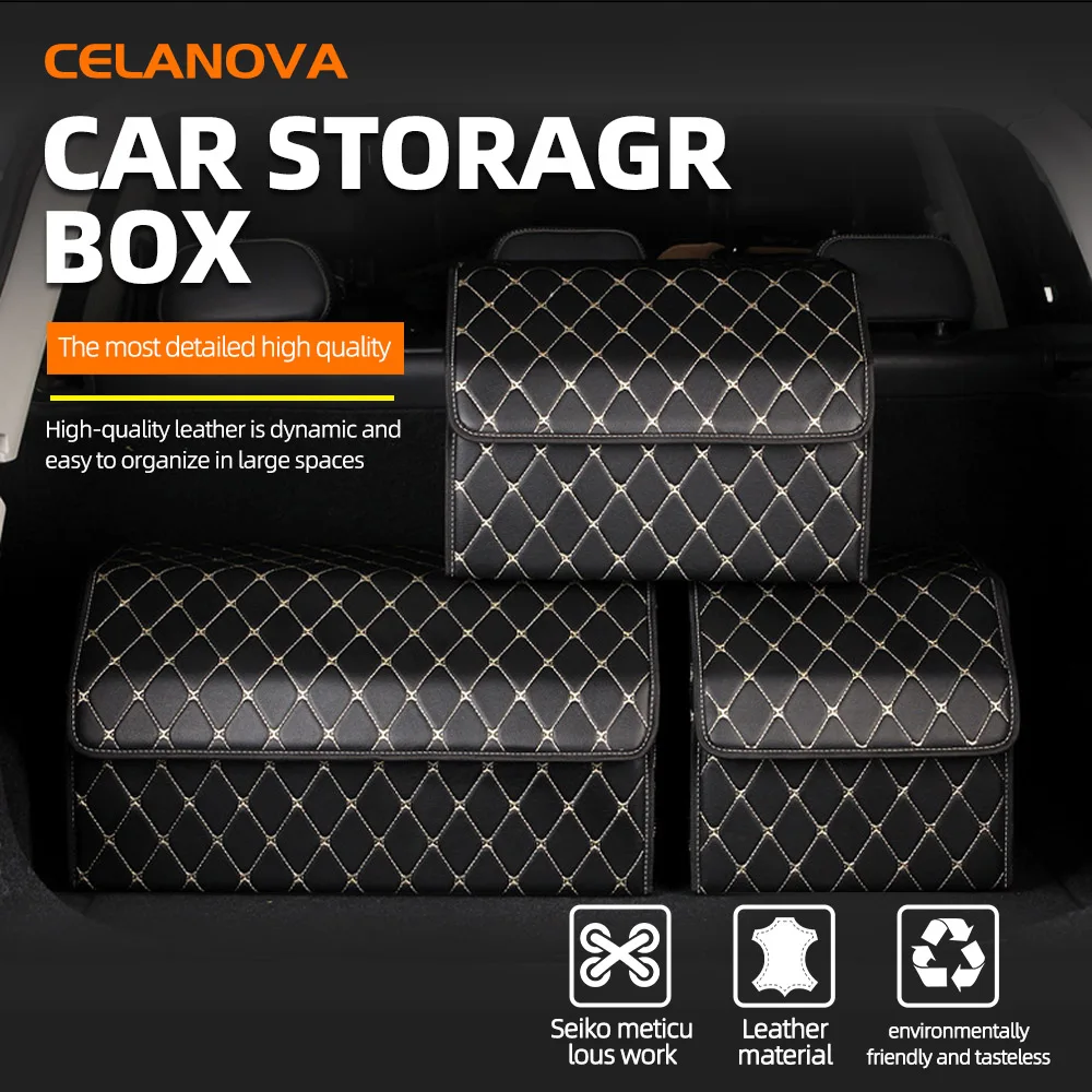 

PU Leather Car Trunk Storage Box Foldable Large Capacity Multiuse Portable Storage Organization Tool Auto Interior Storage Bag