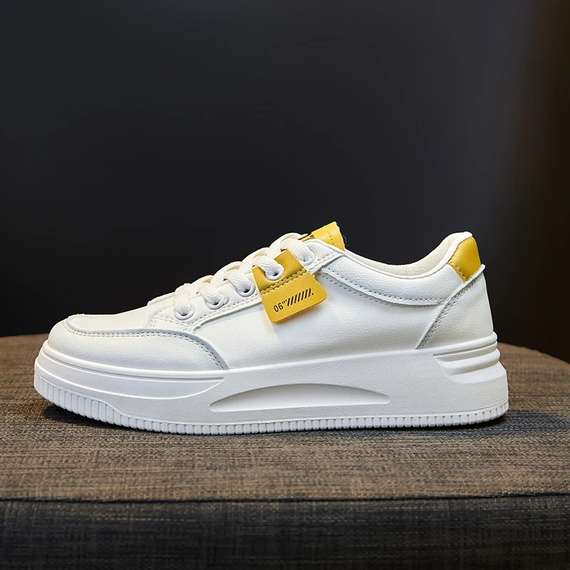 

Women Sneakers Autumn Leather Light White Sneaker Female Platform Vulcanized Shoes Spring Casual Breathable Sports Shoe