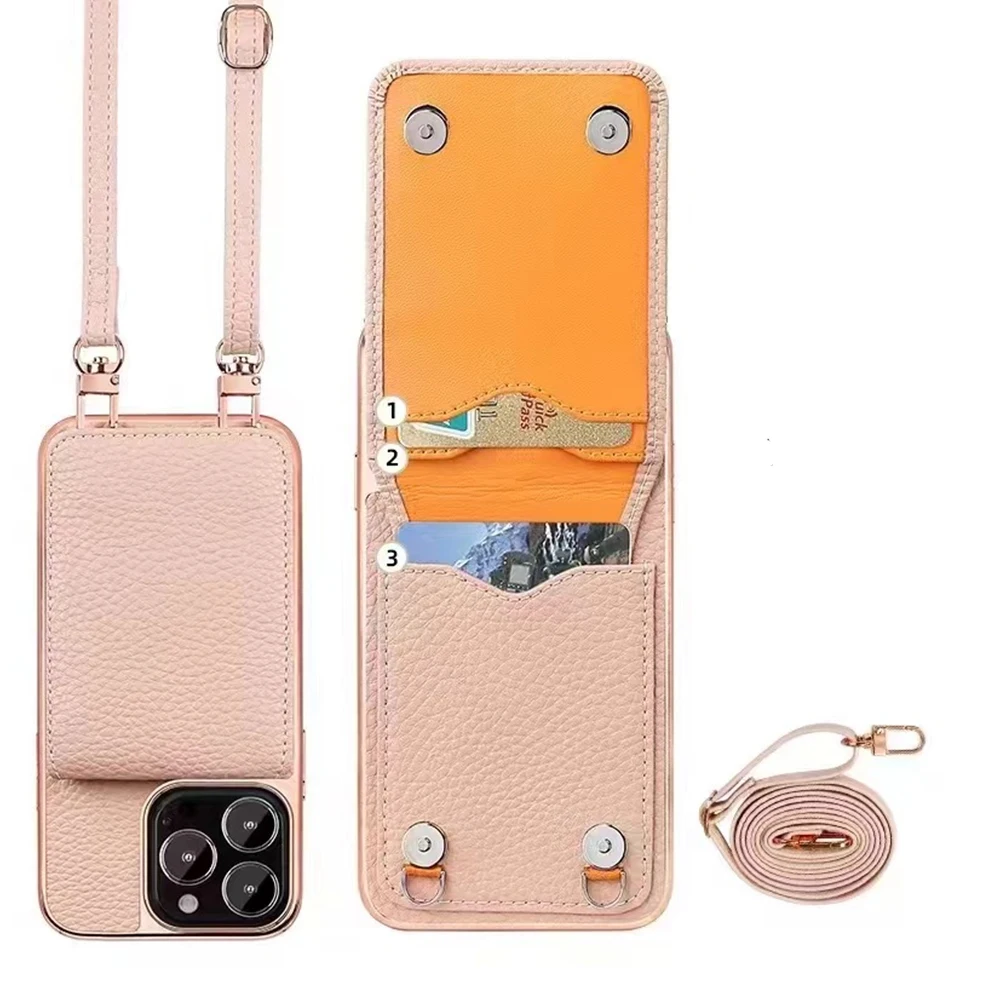 

Genuine Leather Case for Iphone14 ProMax 14plus 13pro 13promax Multifunctional Storage Crossbody Type Phone Bag for IPhone 14Pro