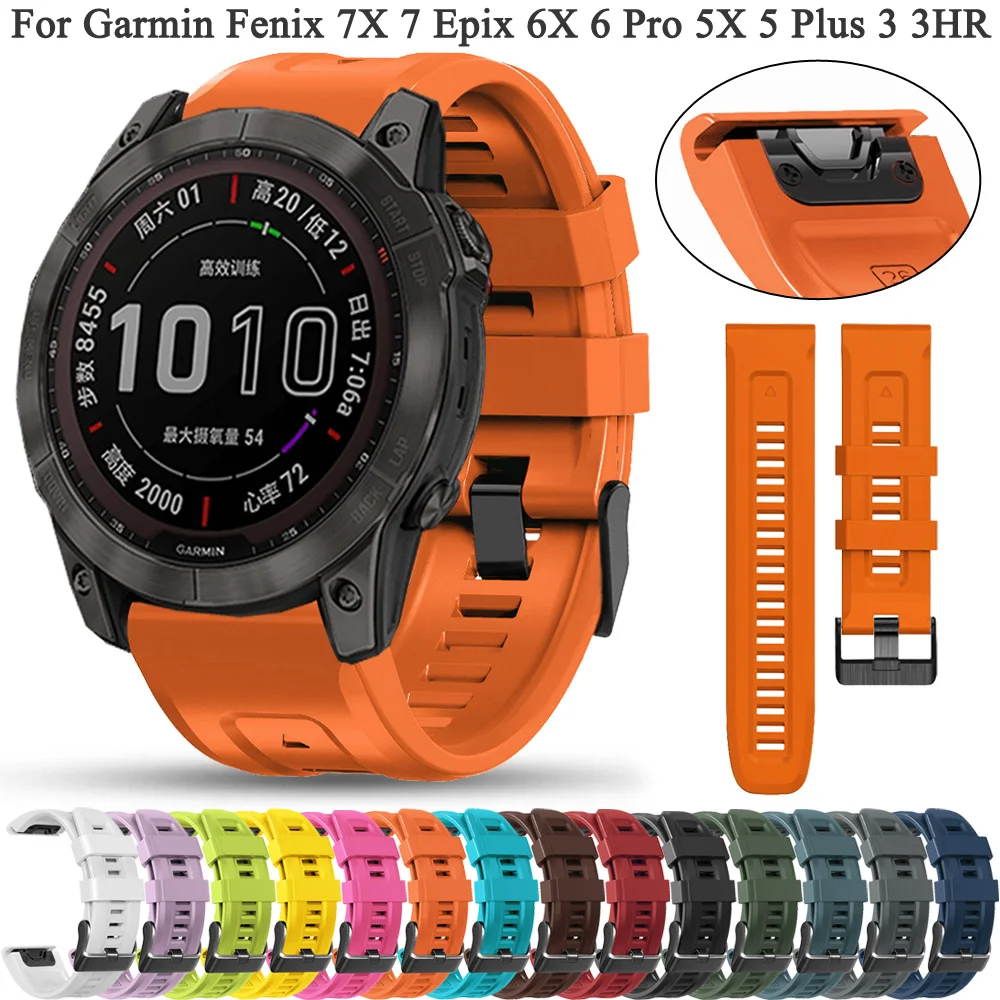 

22 26mm Correa Wristbands Strap For Garmin Fenix 7X 7 epix Smart Watch Quick Release Silicone Band 6X 6 Pro 5X 5 Plus 3 3HR 945