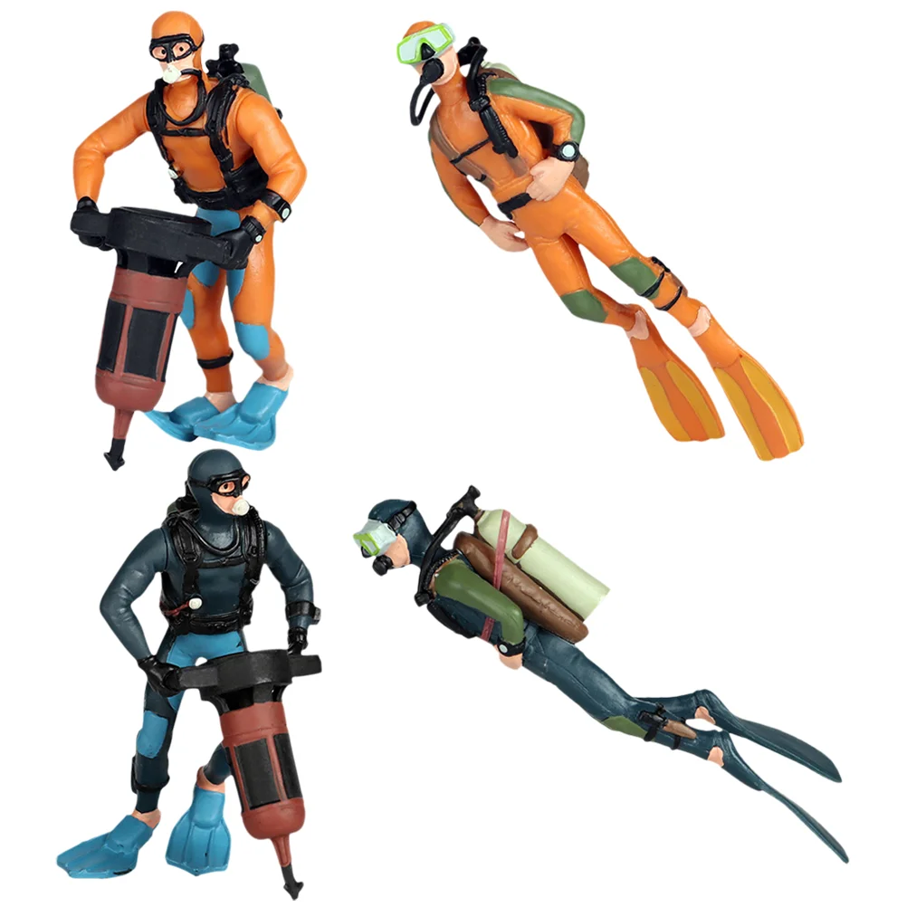 

4Pcs Sand Table Diver Decor Aquarium Ornament Decorative Small Diver Craft Sand Table Diver Ornament