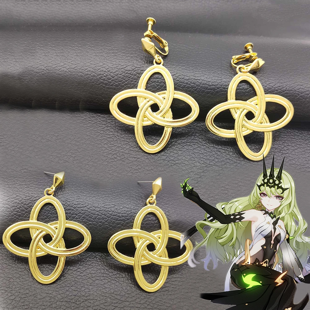 

Game Honkai Impact 3 Mobius Cosplay Earrings Women Fashion Pendant Ear Studs Alloy Yellow Ear Clips Jewelry Accessories Gifts
