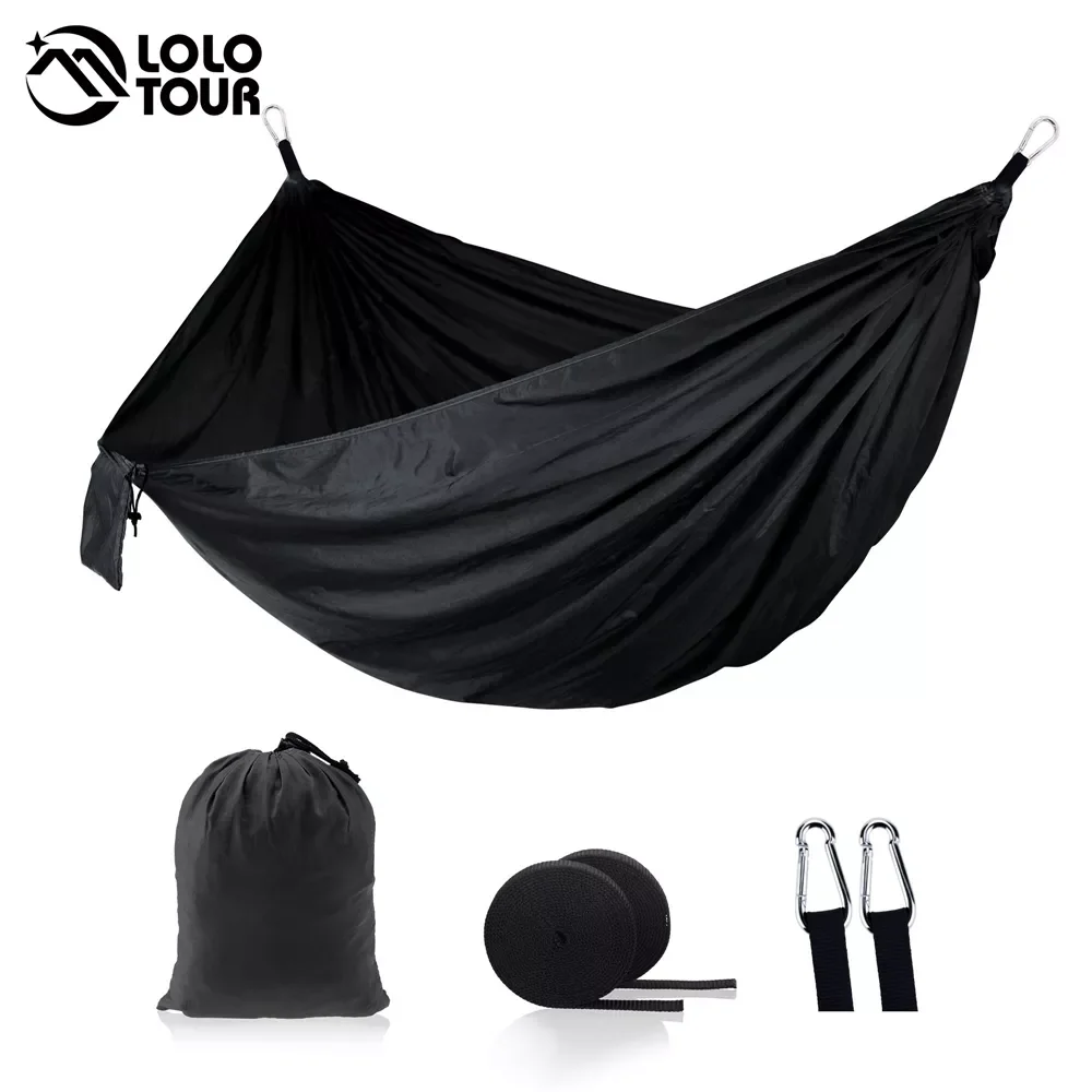 

Портативный гамак, Двухместный гамак с ремнями, для кемпинга, выживания, сада, охоты, отдыха, путешествий, из парашютной ткани