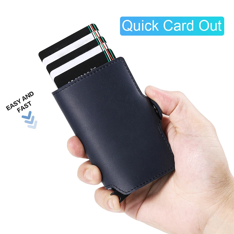 Genuine Leather Card Holder Men Wallet Slim Thin Magsafe Walket Rfid for Men Cartera Hombre Carteira Masculina Business Case