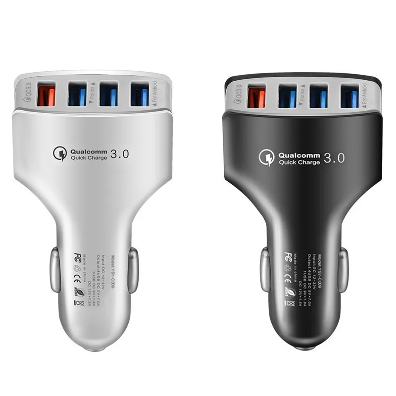 

500 шт., автомобильное зарядное устройство с 4 USB-портами